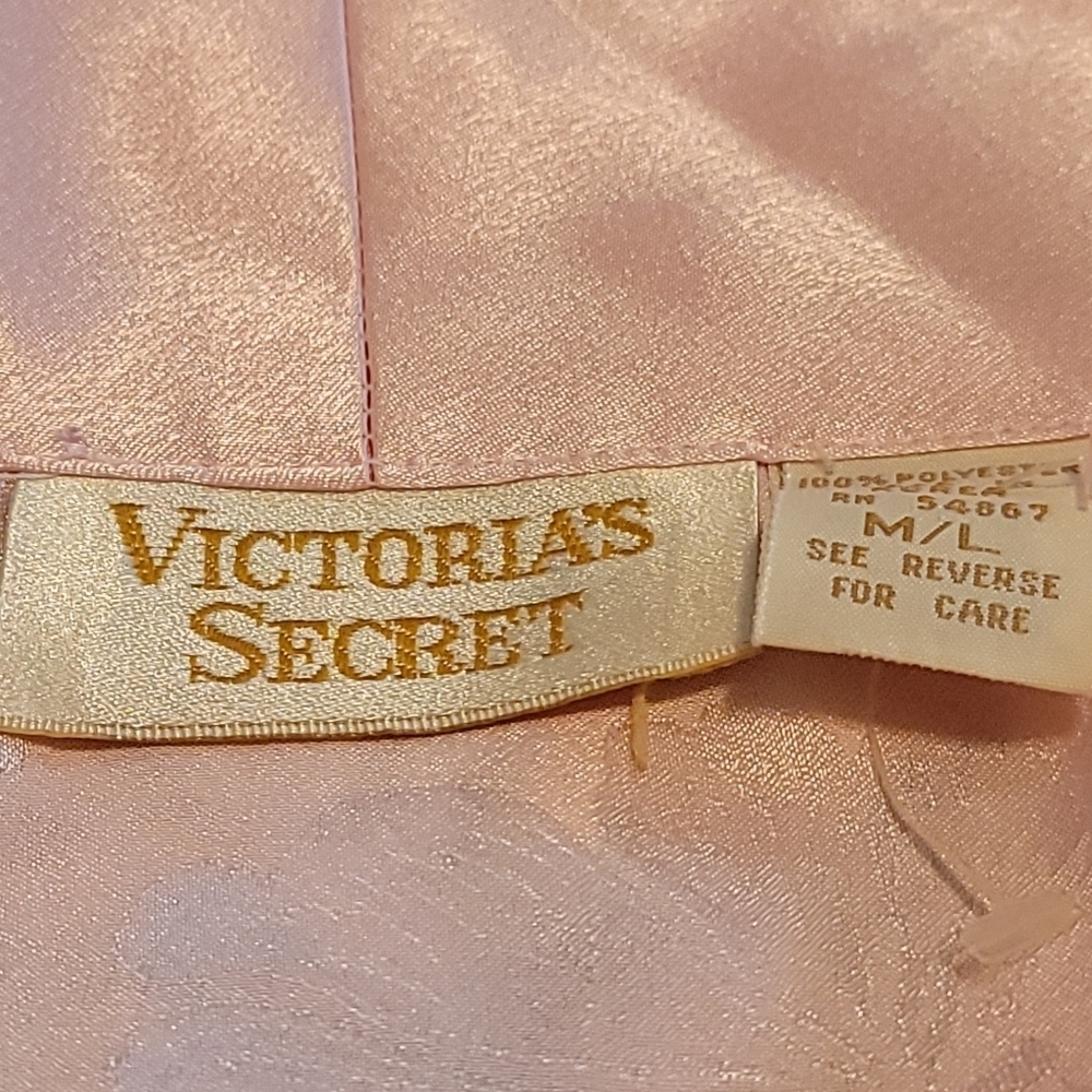 Victoria Secret Gold Label Vintage Satin Pink Floral Robe Size M/L - Picture 8 of 10
